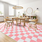 Terrug Pink and White Checkered Rug - Image 4