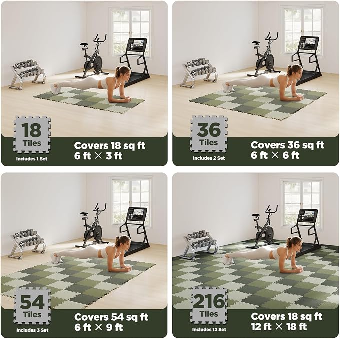 AIRHOP 18 PCS Gym Floor Mat, EVA Foam Puzzle Gym Mat, High-Density Interlocking - Image 5
