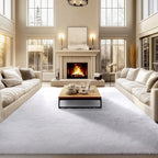 qulint 9x12 Area Rug for Living Room, Soft Fluffy White Rug for Bedroom Shag by QULINT