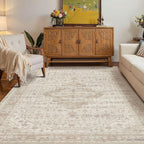 Rugxara Washable Area Rug for Living Room, Vintage Neutral Boho Rugs for Office - Image 3