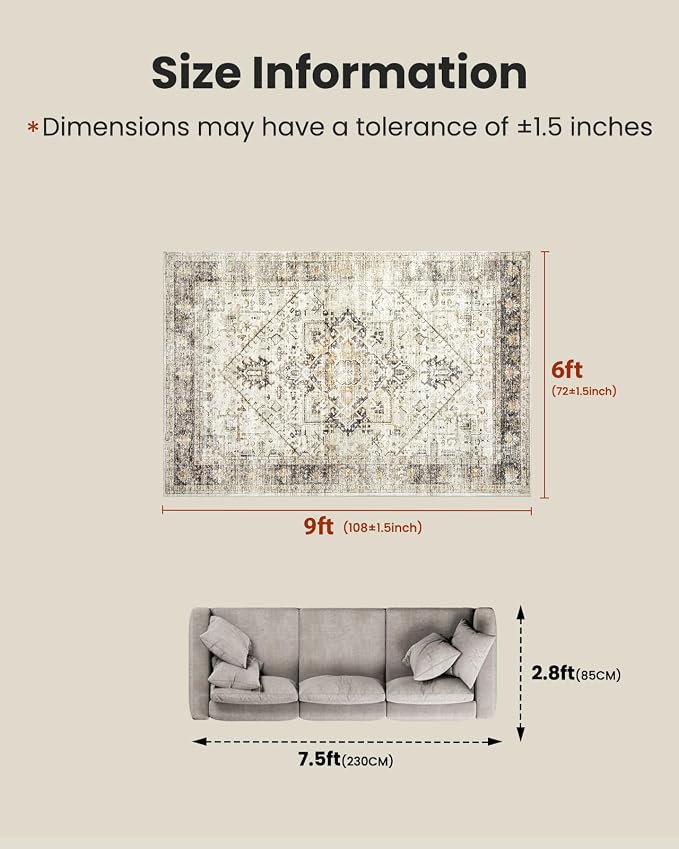 AMADA HOMEFURNISHING 6x9 Area Rugs, Vintage Rugs - Image 2