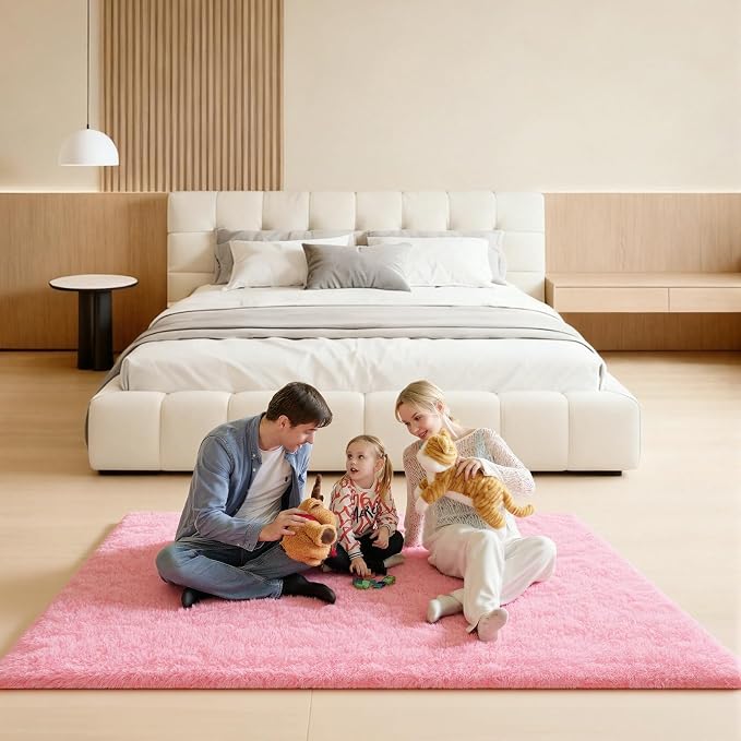 5x7 Pink Rugs for Bedroom Girls, Large Fluffy Area Rugs for Living Room - Image 6