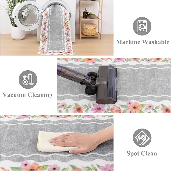 Vaukki Boho Kitchen Rug Sets 3 Pieces, Washable Kitchen Mats - Image 4