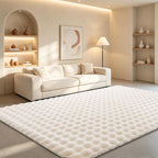 Creamy White Rabbit Plush Rug 4'x6', Fluffy Shaggy Area Rug by CHOVY