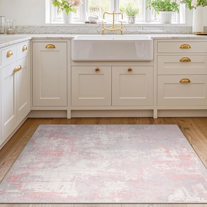 RELEANY Washable Area Rugs 4'x6' Non-Slip Modern Abstract Soft - Image 4