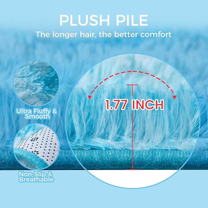 Ultra Soft Rug for Living Room, 5X8 Fluffy Shag Area Rug for Bedroom, Modern - Image 4
