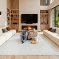 Area Rugs 9x12 Living Room, Large Fluffy Cream White Rugs by Unknown
