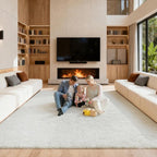 Area Rugs 9x12 Living Room, Large Fluffy Cream White Rugs by Unknown