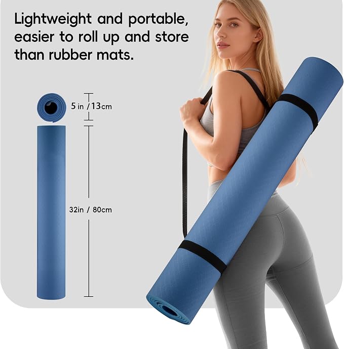 Extra Wide Yoga Mat 72" x 32", 6mm Non Slip TPE Exercise Mat - Image 5