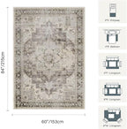 Rugxara 5X7 Washable Area Rug for Living Room, Vintage Large Boho Rugs for - Image 2