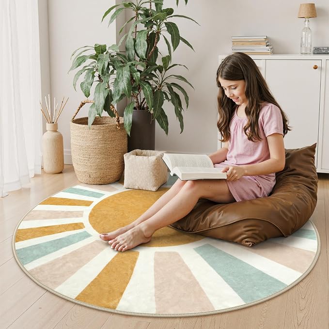 LIVEBOX Washable Boho Rug 6ft Large Round Rug - Image 8