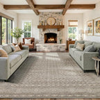 9x12 Washable Area Rug for Living Room, Extra Large Neutral Vintage Boho Rugs by Rugxara