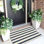 Blue and White Striped Outdoor Rug - Image 7