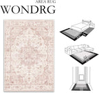 2x3 Washable Neutral Area Rug Pink Vintage Entryway Kitchen Carpet Non-Slip - Image 2