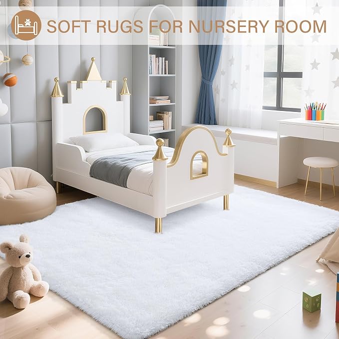 BENRON Fluffy White Rugs for Living Room Bedroom 4x6, Soft Plush Fuzzy Shaggy - Image 5