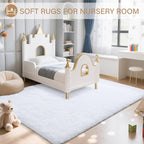 BENRON Fluffy White Rugs for Living Room Bedroom 4x6, Soft Plush Fuzzy Shaggy - Image 5