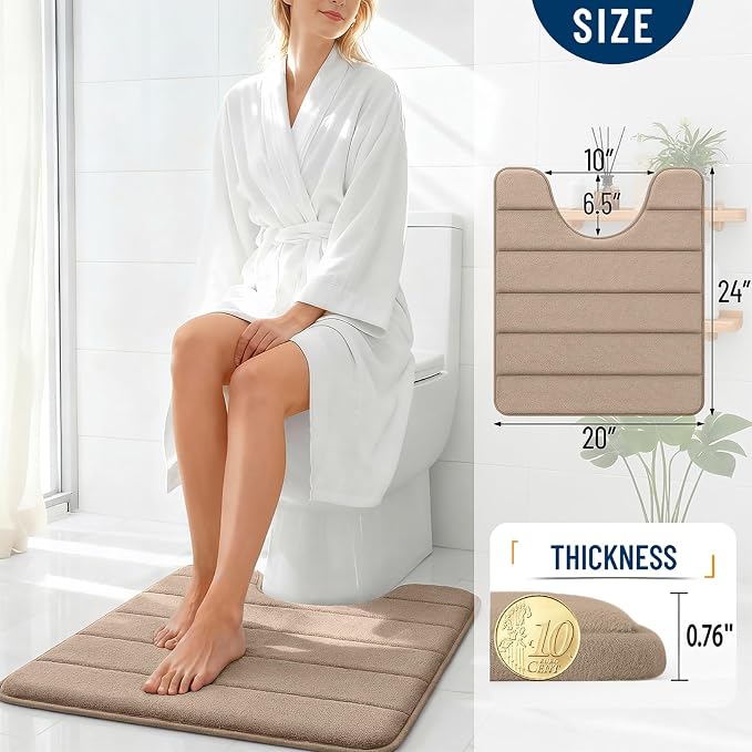 OLANLY Memory Foam Toilet Rugs U Shaped 24x20, Super Soft Absorbent Contour - Image 4
