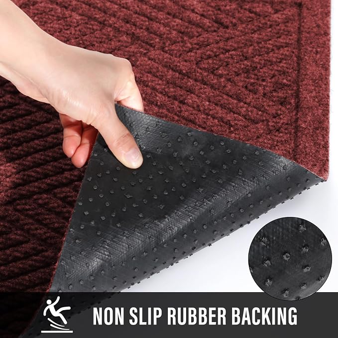 HIYARD Sturdy Front Door Mat, Absorbent Muddy Dirt Resist Welcome Door Mats - Image 4