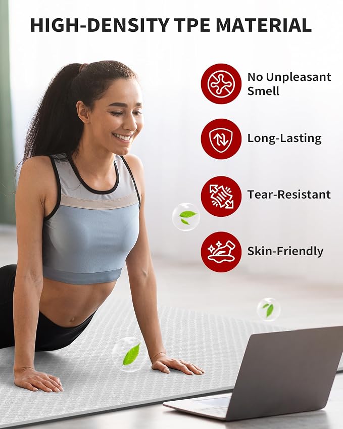 CAMBIVO Yoga Mat 72" x 48" Large Workout Mat - Image 5