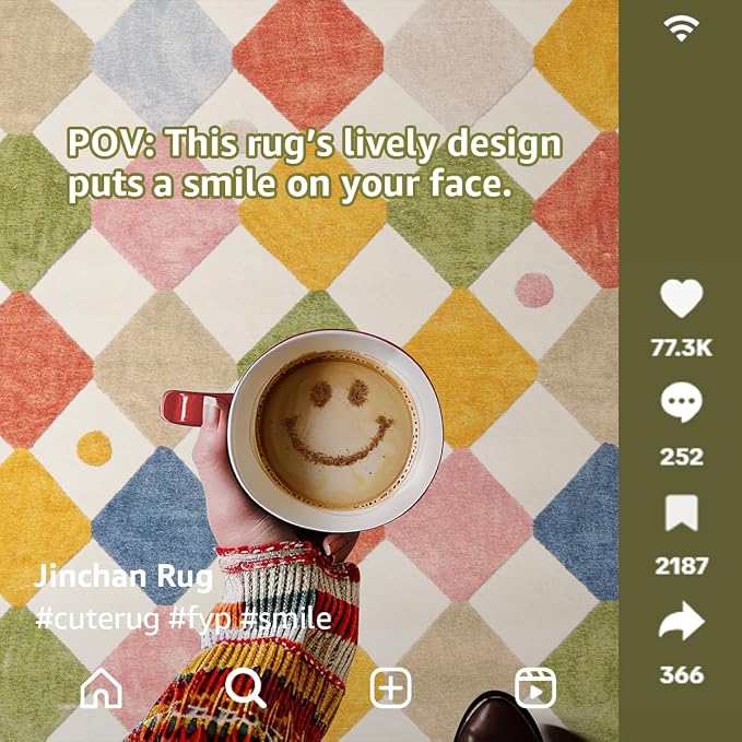 jinchan Macy Kids Rug for Nursery 5ft Radius Corner Washable Area Rug Modern - Image 2