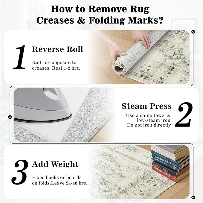 DCX 5x7 Green Rug, Machine Washable Stain Resistant Distressed Vintage Rug - Image 9