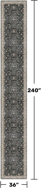 Hazo Haus Black Boho Washable 3x20 Extra Long Runner Rug - Image 2