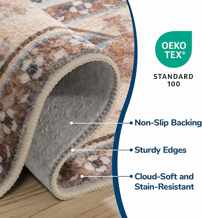 Lessymo 5x7 Area Rugs- Machine Washable Area Rugs, Super Soft Faux-Wool Area Rug - Image 3