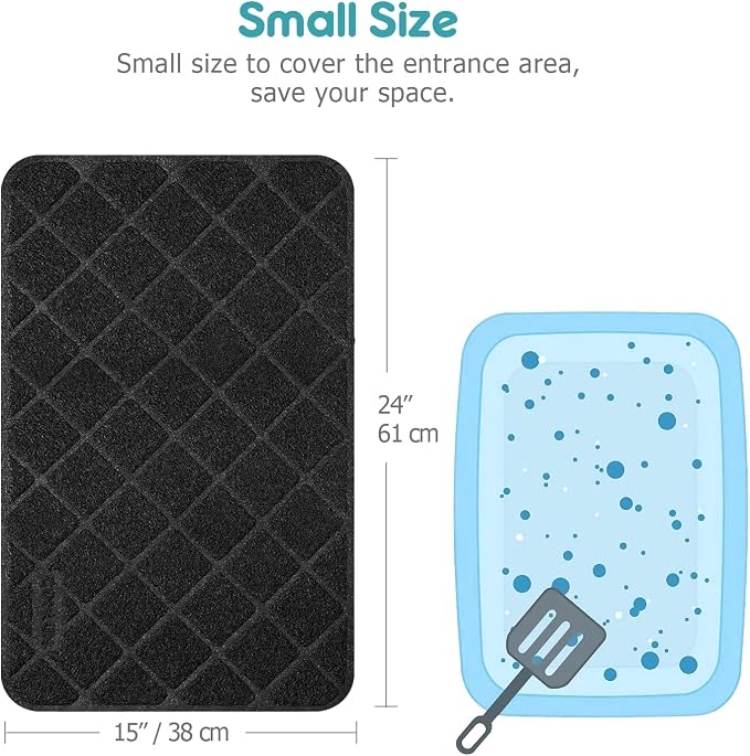 Conlun PVC Cat Litter Mat 24" x 15" Inch Black, Less Waste Cat Litter Box Mat - Image 2
