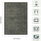 Vintage Area Rugs 5x7, Washable Rugs - Image 2