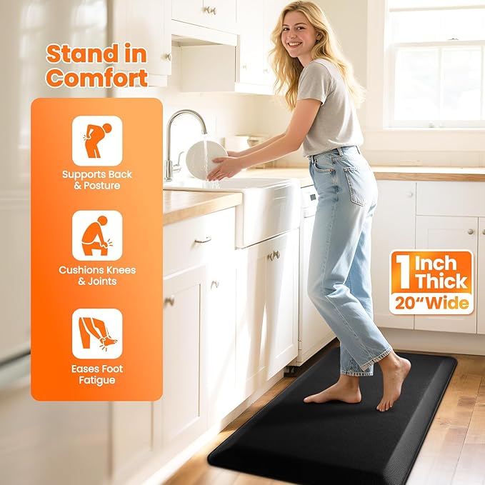 Kitchen Mats for Floor, 1 Inch Extra-Thick Kitchen Rugs, Non-Slip & Waterproof - Image 5