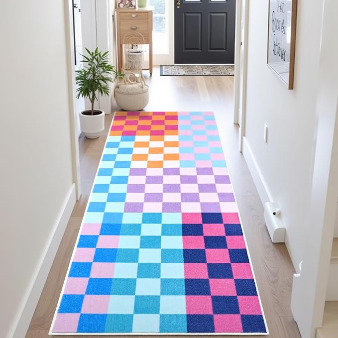 Terrug Multicolored Checkered Area Rug - Image 2