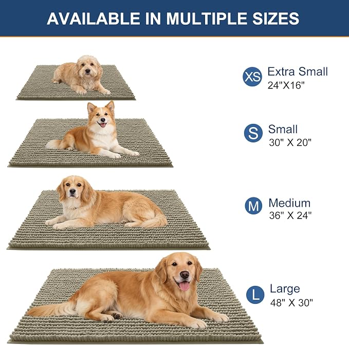 OLANLY Dog Door Mat for Muddy Paws 36x24, Ultra Absorbent Chenille Mud Doormat - Image 2