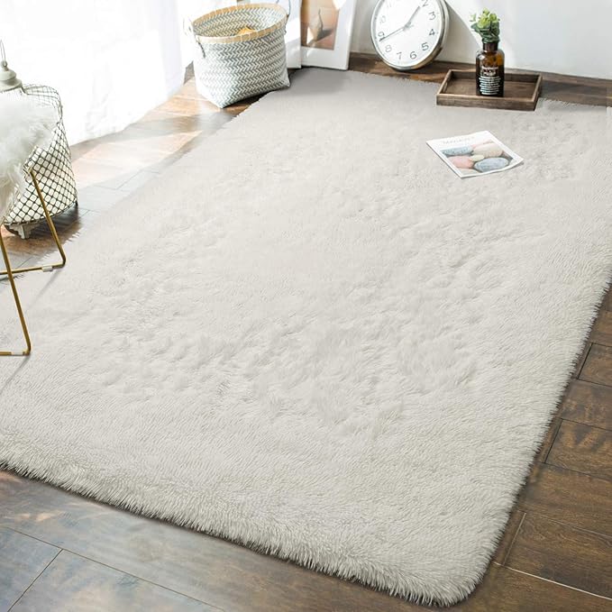 Andecor Soft Fluffy Bedroom Rugs, 8 x 10 Feet Indoor Shaggy Plush Area Rug by Andecor