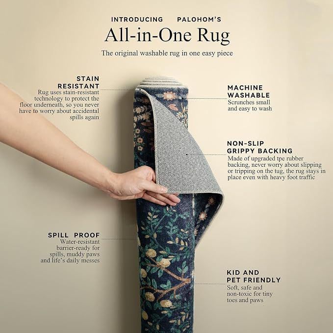 Washable Area Rugs for Living Room: 5x7 Bedroom Rug Vintage Area Rug Stain - Image 4
