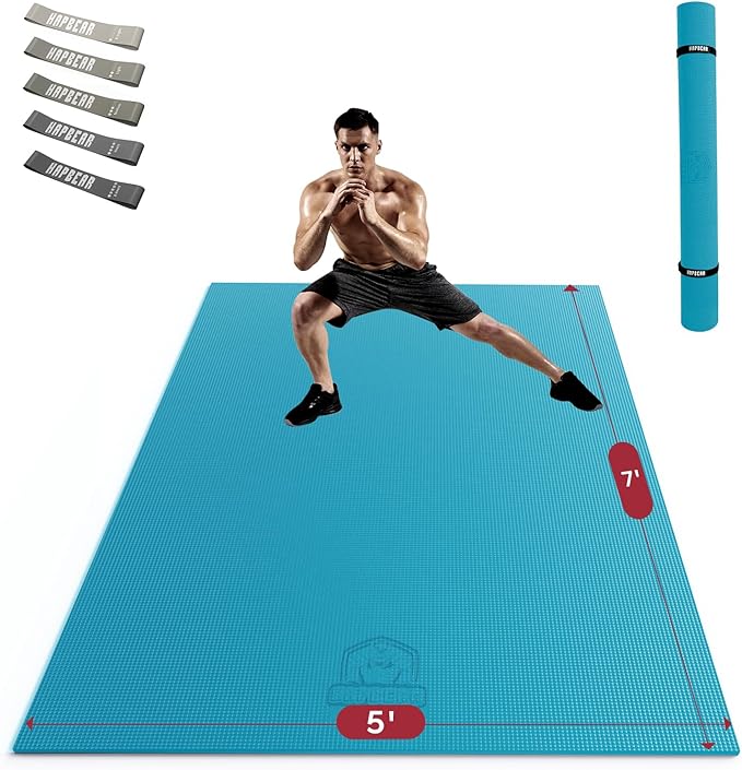 HAPBEAR Large Exercise Mat-7'x5'/6'x8'/6'x9'/6'x10'/6'x12'x8mm, Ultra Durable by HAPBEARFitness