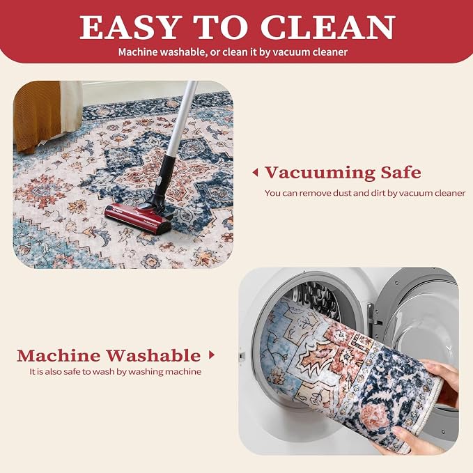 SERISSA 2x4 Boho Rugs for Entryway, Washable Non-Slip Kitchen Runner Rug - Image 3