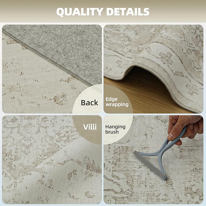 Washable Rugs 8x10 Area Rugs for Living Room, Ultra Soft Faux Wool Retro Carpets - Image 2