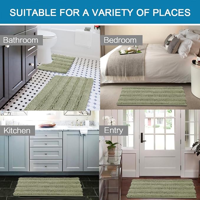 H.VERSAILTEX Bathroom Rug Sets 2 Piece Bath Mats Non Slip Thick Soft Chenille - Image 6