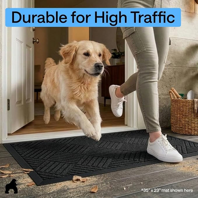 GORILLA GRIP 100% Waterproof All-Season WeatherMAX Doormat US Designed Natural - Image 7