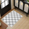 Terrug Grey and White Checkered Rug by TerrugHomeDecor