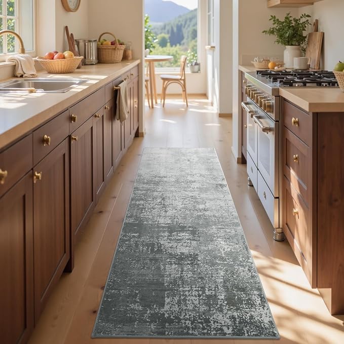 2x6 Ft Washable Runner Rug, Non-Slip Low Pile Hallway Kitchen Area Rug - Image 4