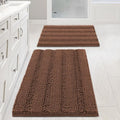 H.VERSAILTEX 2 Piece Bathroom Set Extra Thick Chenille Striped Pattern Bath Rugs by HVERSAILTEX