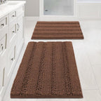 H.VERSAILTEX 2 Piece Bathroom Set Extra Thick Chenille Striped Pattern Bath Rugs by HVERSAILTEX