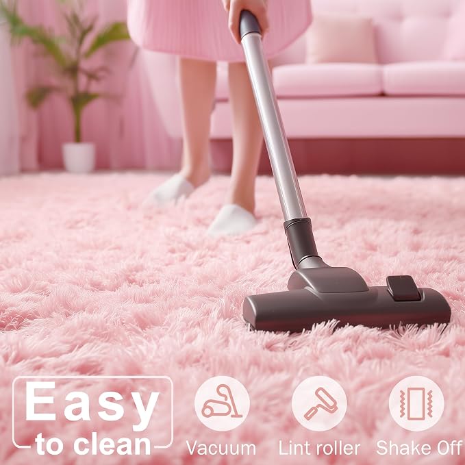 Amdrebio Pink Runner Rug 2x6 for Girls Bedroom, Fluffy Shaggy Bedside Floor - Image 7