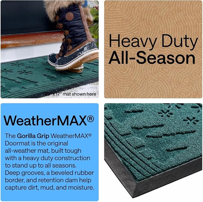 GORILLA GRIP 100% Waterproof All-Season WeatherMAX Doormat, US Designed Natural - Image 3