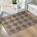 Lahome Zelie Checkered Washable 2x3 Brown Kitchen Rugs Non Slip, Small Printed by Lahome