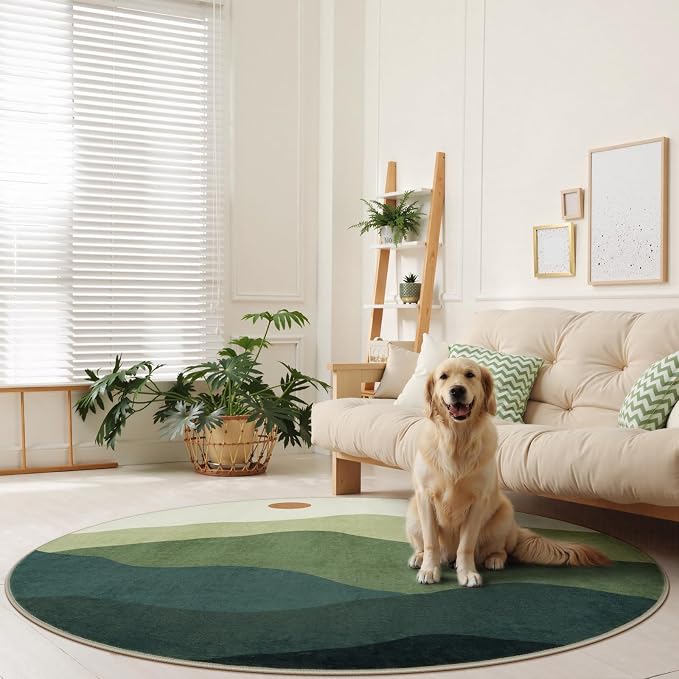 6ft Round Rugs for Living Room, Soft Washable Non-Slip Large Circle Rug - Image 7