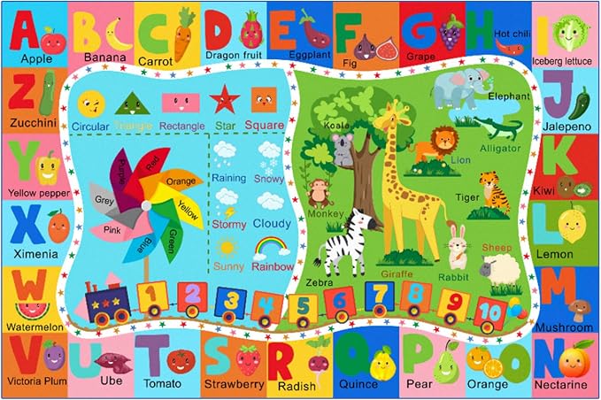 Kids Rug for Playroom, 4x6 ABC Educational Carpet for Classroom, Fun Alphabet - Image 2