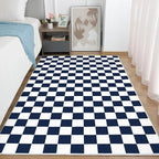 Terrug Navy and White Checkered Rug by TerrugHomeDecor