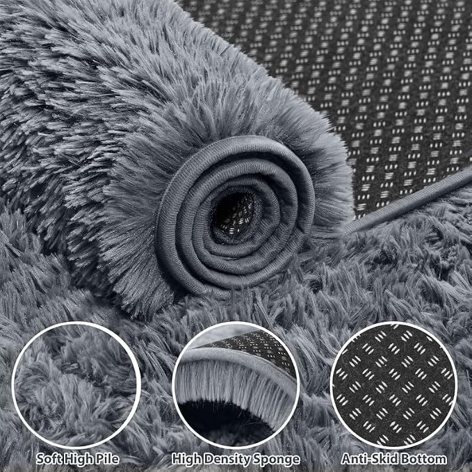 8x10 Area Rugs for Living Room Bedroom: Soft Fluffy Shag Rug Upgrade Non-Slip - Image 3